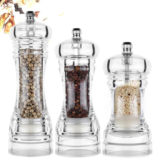 Pepper Grinder Acrylic Salt and Pepper Shakers Adjustable Coarseness