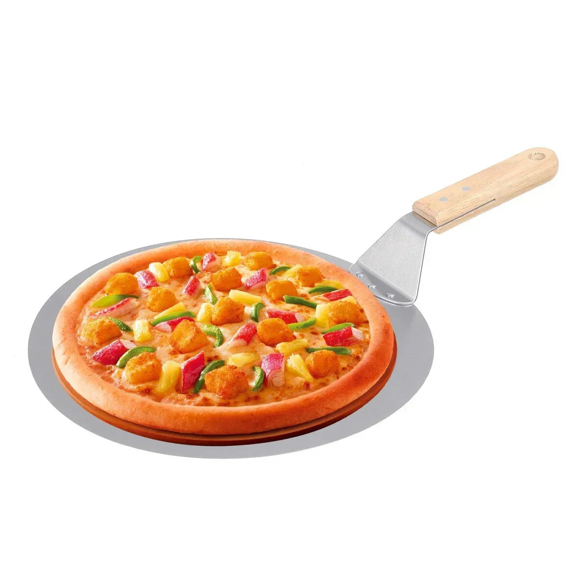 Pizza Shovel Pastry Tools Stainless Steel Wooden Handle Peel Round