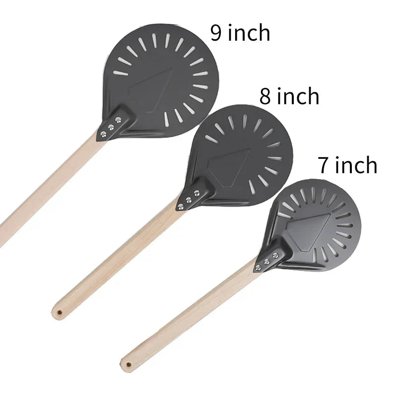 Pizza Shovel Turning Paddle Round Pizza Tool Wooden Handle Nonstick