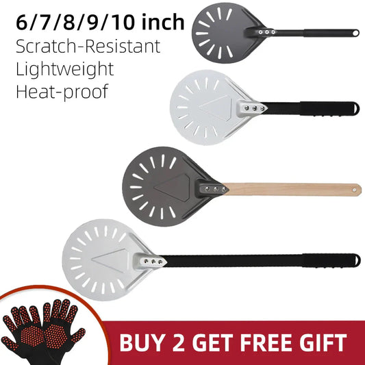 Pizza Shovel Turning Paddle Round Pizza Tool Wooden Handle Nonstick
