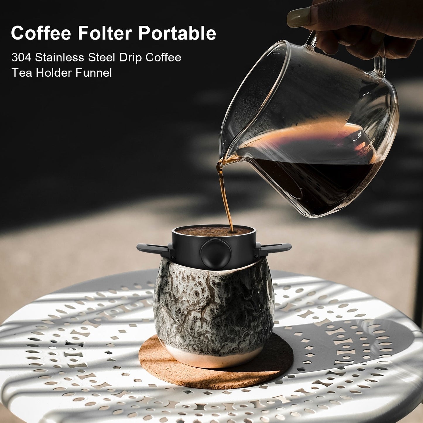 Portable Foldable Coffee Filter Stainless Steel Reusable Coffee Funnel