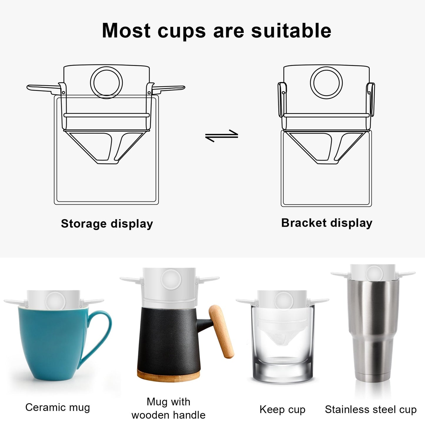 Portable Foldable Coffee Filter Stainless Steel Reusable Coffee Funnel