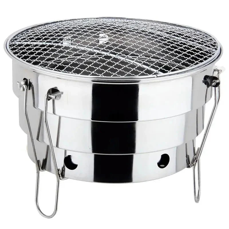 Portable Outdoor BBQ Grill Stainless Steel Fire Pit Charcoal Grill Burner