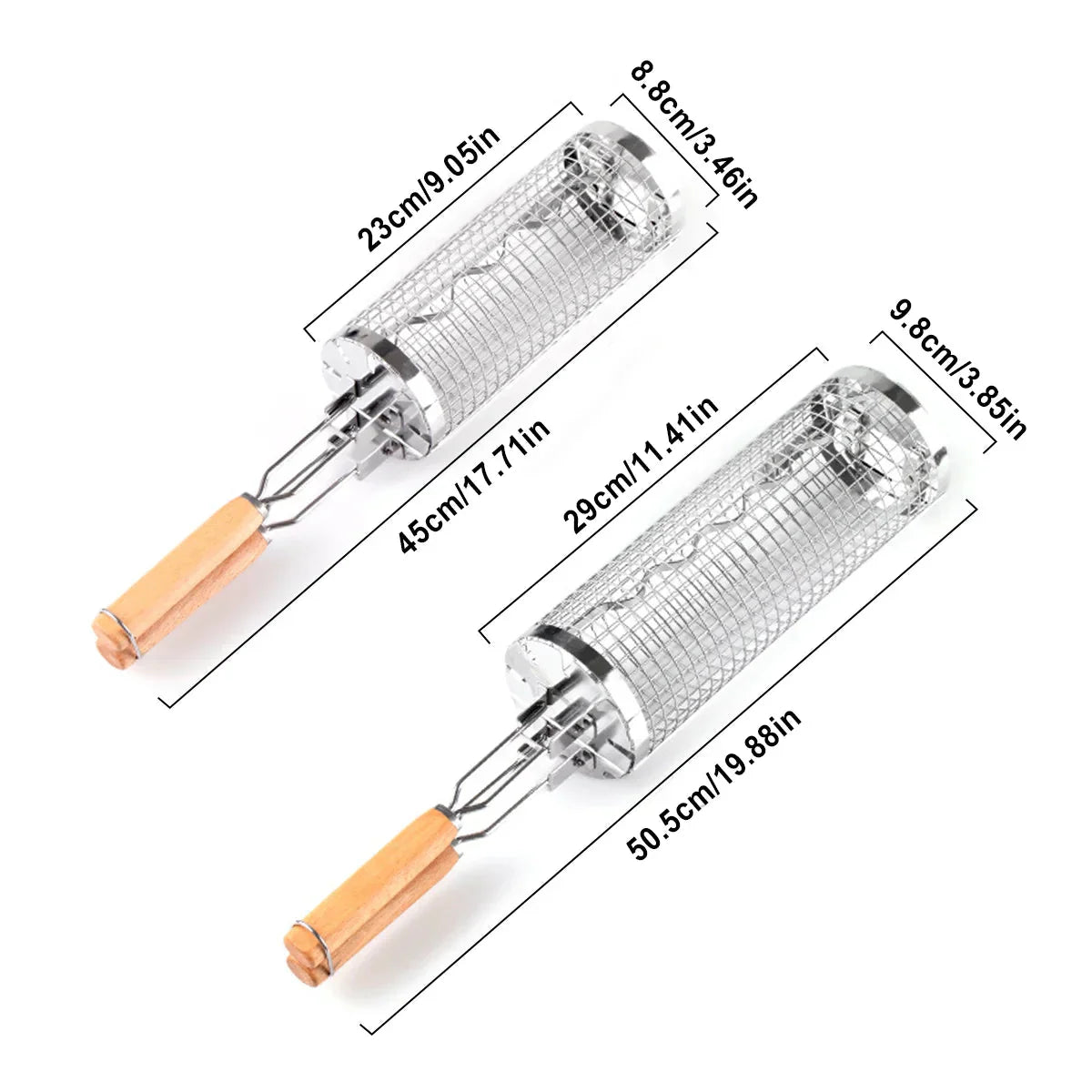 Portable Stainless Steel Rolling Grilling Basket BBQ Grill Accessory