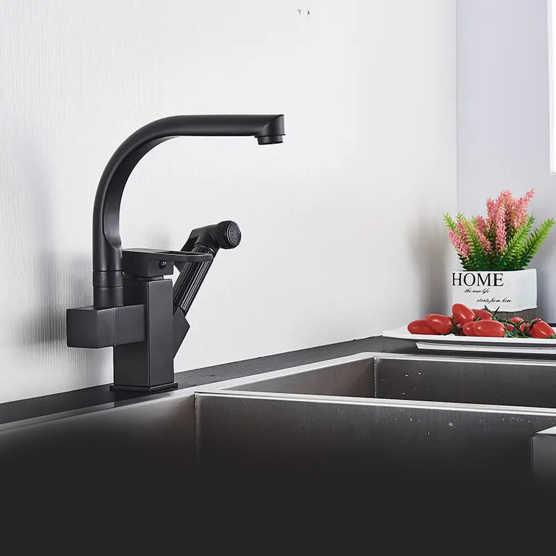 Pull Out Sprayer Single Handle Hole Deck Mounted Vessel Sink Mixer Tap
