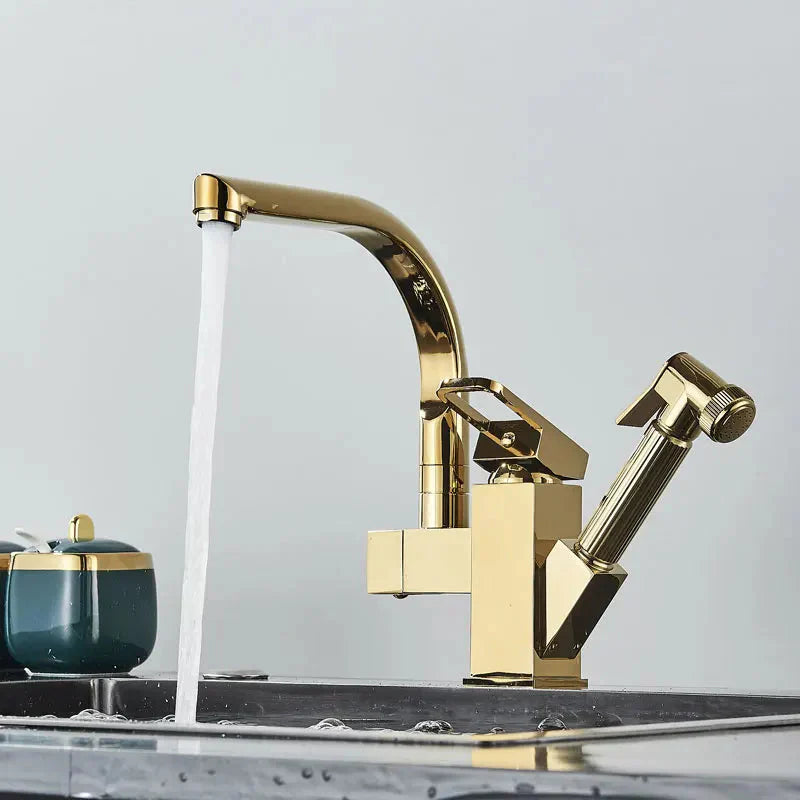 Pull Out Sprayer Single Handle Hole Deck Mounted Vessel Sink Mixer Tap