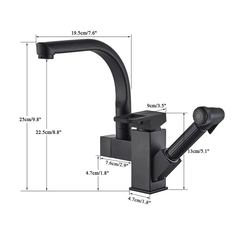 Pull Out Sprayer Single Handle Hole Deck Mounted Vessel Sink Mixer Tap