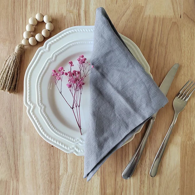 Pure Linen Napkin Cloth Soft Comfortable Fabric Reusable Kitchen Accessory