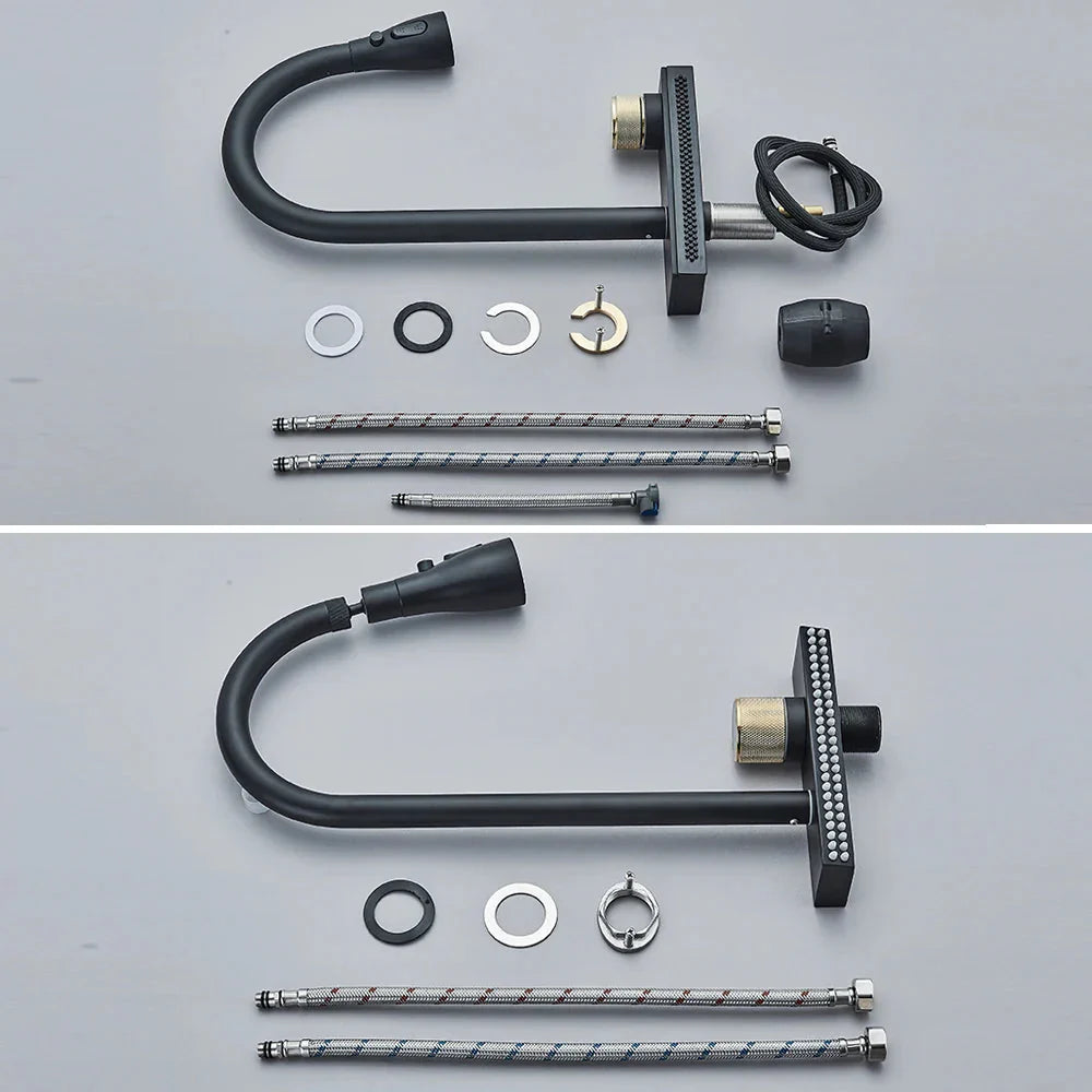Rainfall Kitchen Faucet Flexible Pull Out 3 Way Nozzle Kitchen Tap