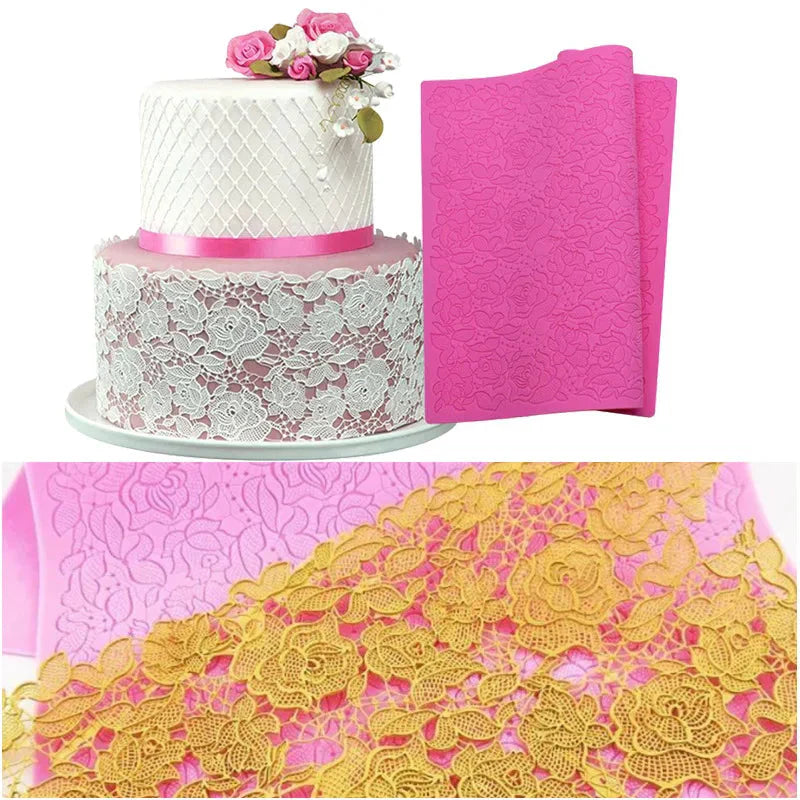 Rose Flower Lace Mold Cake Border Decoration Fondant Baking Decorating