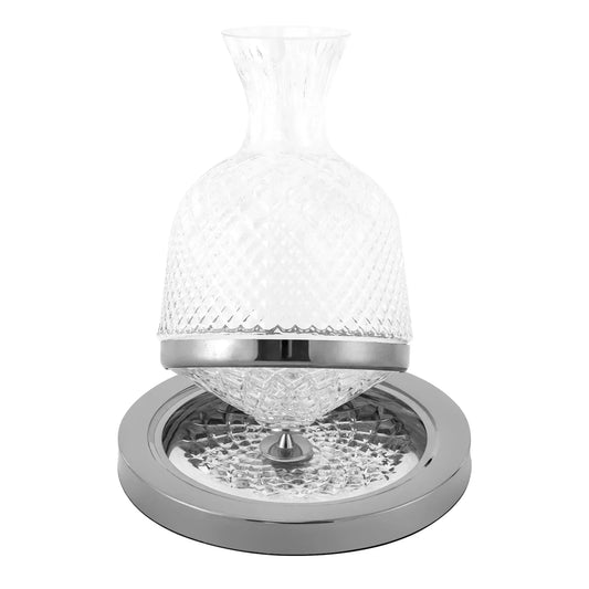 Rotating Crystal Glass Red Wine Decanter with Stainless Steel Base