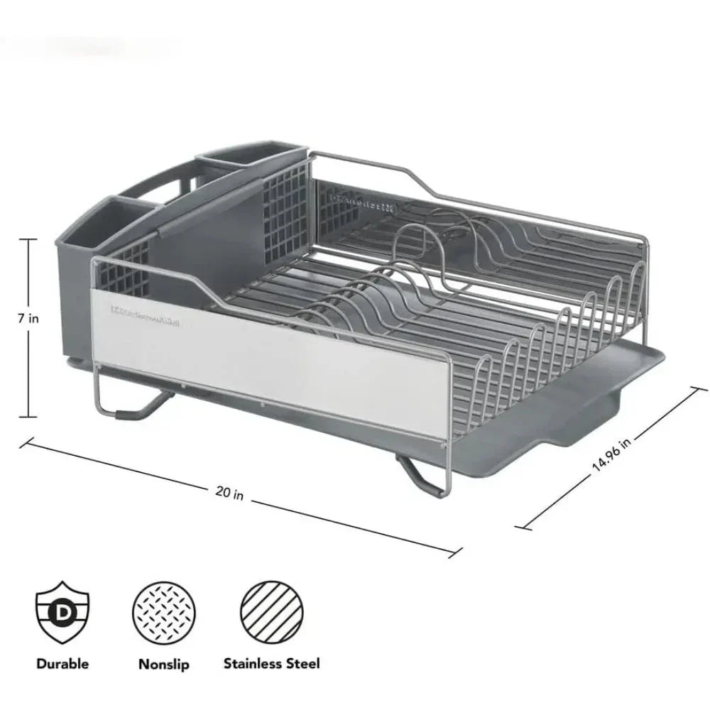 Rust Resistant Dish Rack with Self Draining Angled Drain Board