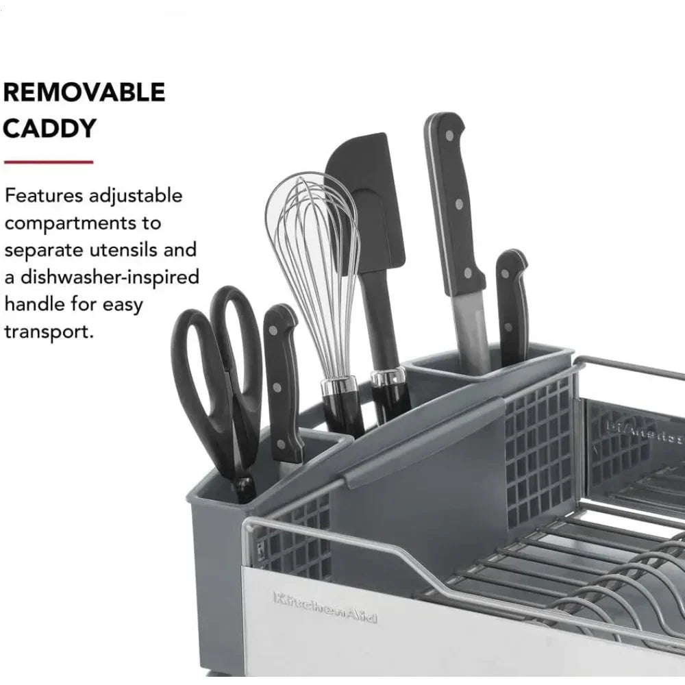 Rust Resistant Dish Rack with Self Draining Angled Drain Board
