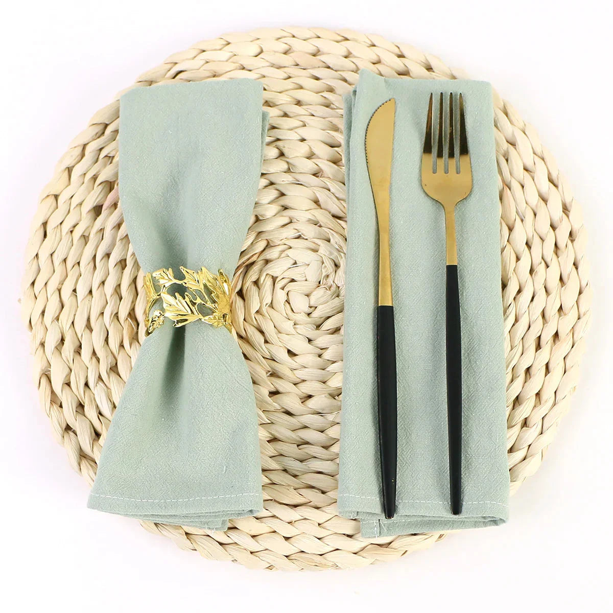 Sage Green Serving Cloth Cotton Fabric Serviette Table Towels Set