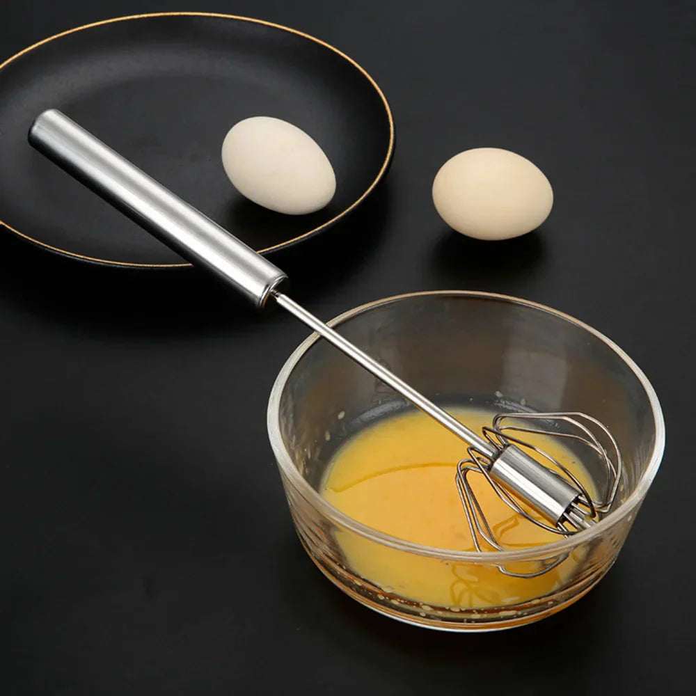 Semi-automatic Egg Beater Stainless Steel Whisk Press Type Egg Beater