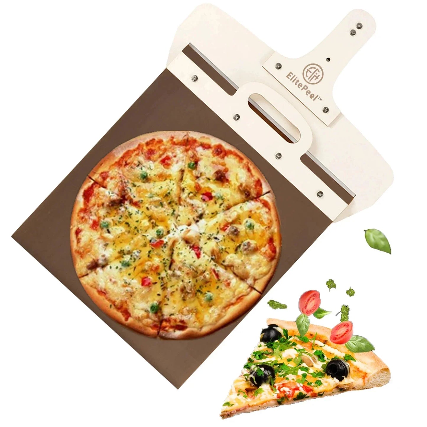 Sliding Pizza Peel Shovel Removable Wooden Handle Pizza Spatula with Tarps