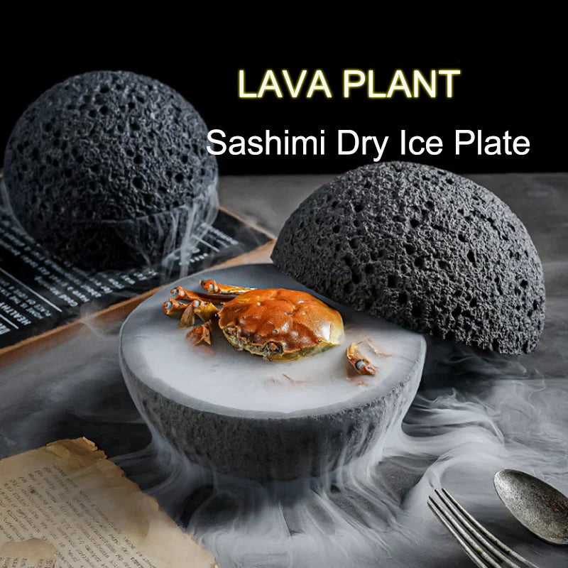 Special Lava Stone Planet Sashimi Seafood Dry Ice Serving Plate