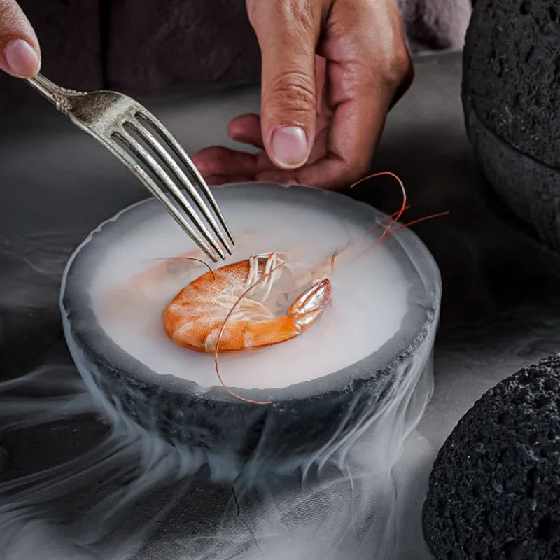 Special Lava Stone Planet Sashimi Seafood Dry Ice Serving Plate