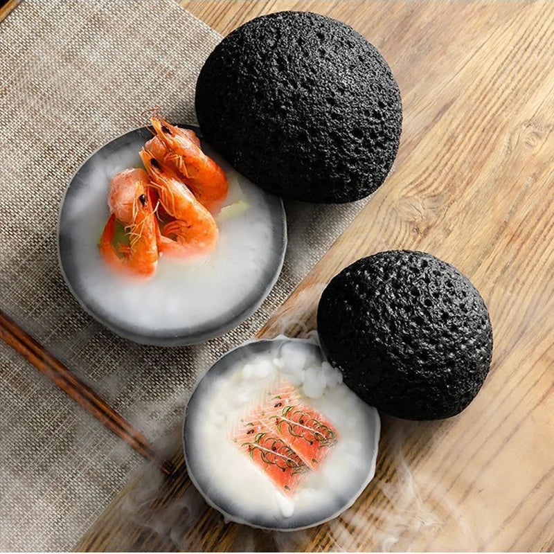 Special Lava Stone Planet Sashimi Seafood Dry Ice Serving Plate