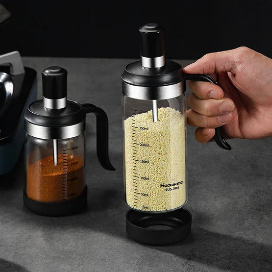 Spice Seasoning Bottle Kitchen Glass Transparent Bottle With Spoon
