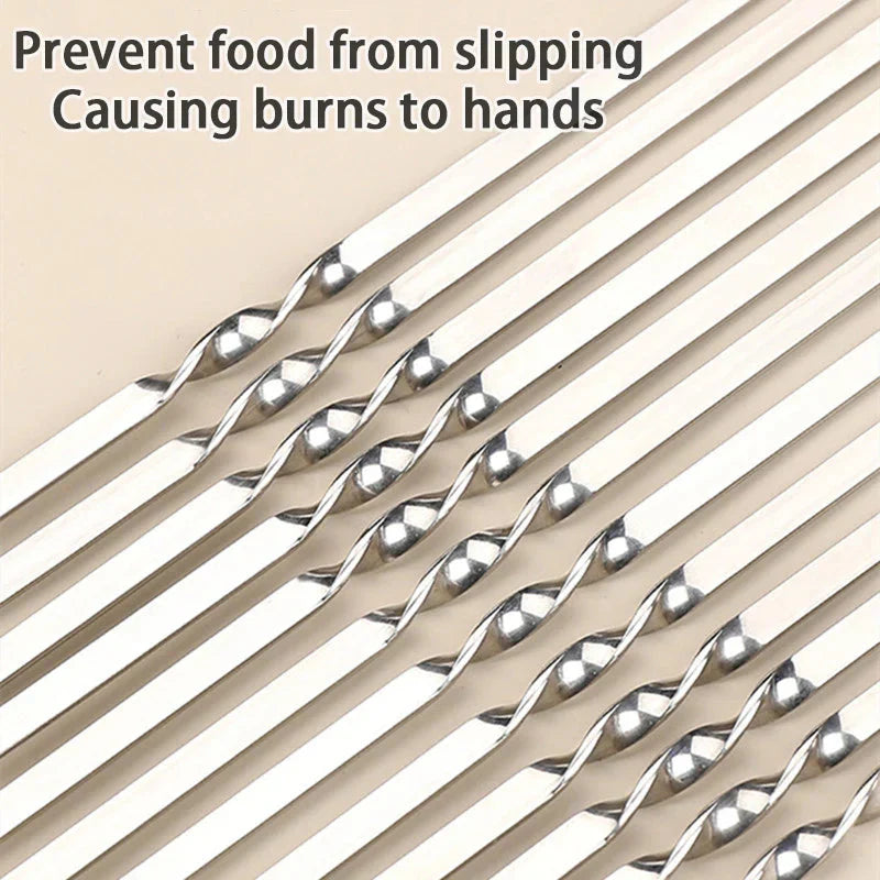 Stainless Steel Barbecue Skewer Reusable BBQ Skewers Iron Stick