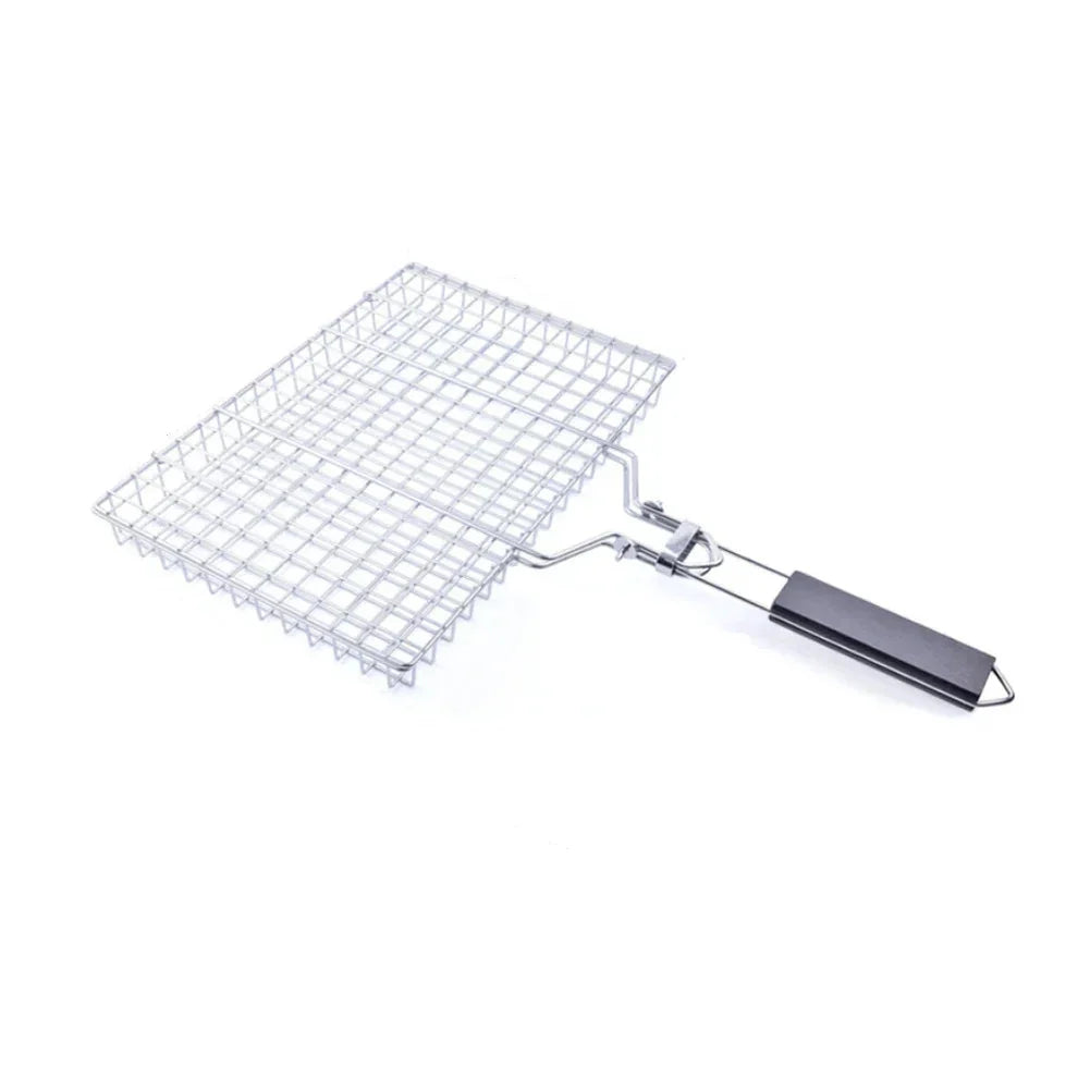 Stainless Steel BBQ Mesh Non Stick Grilling Basket Grill Barbecue Tool