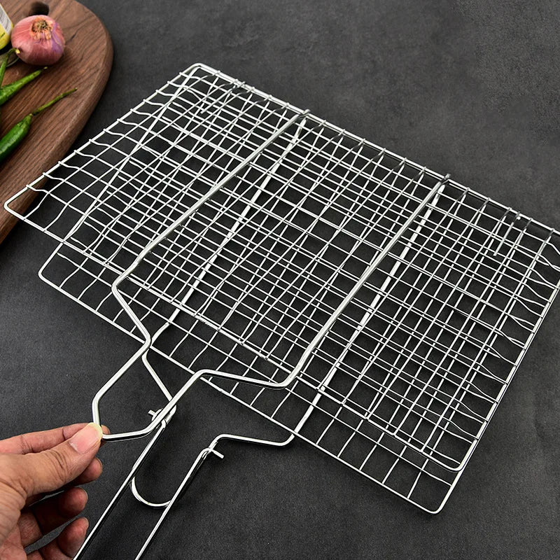 Stainless Steel BBQ Mesh Non Stick Grilling Basket Grill Barbecue Tool