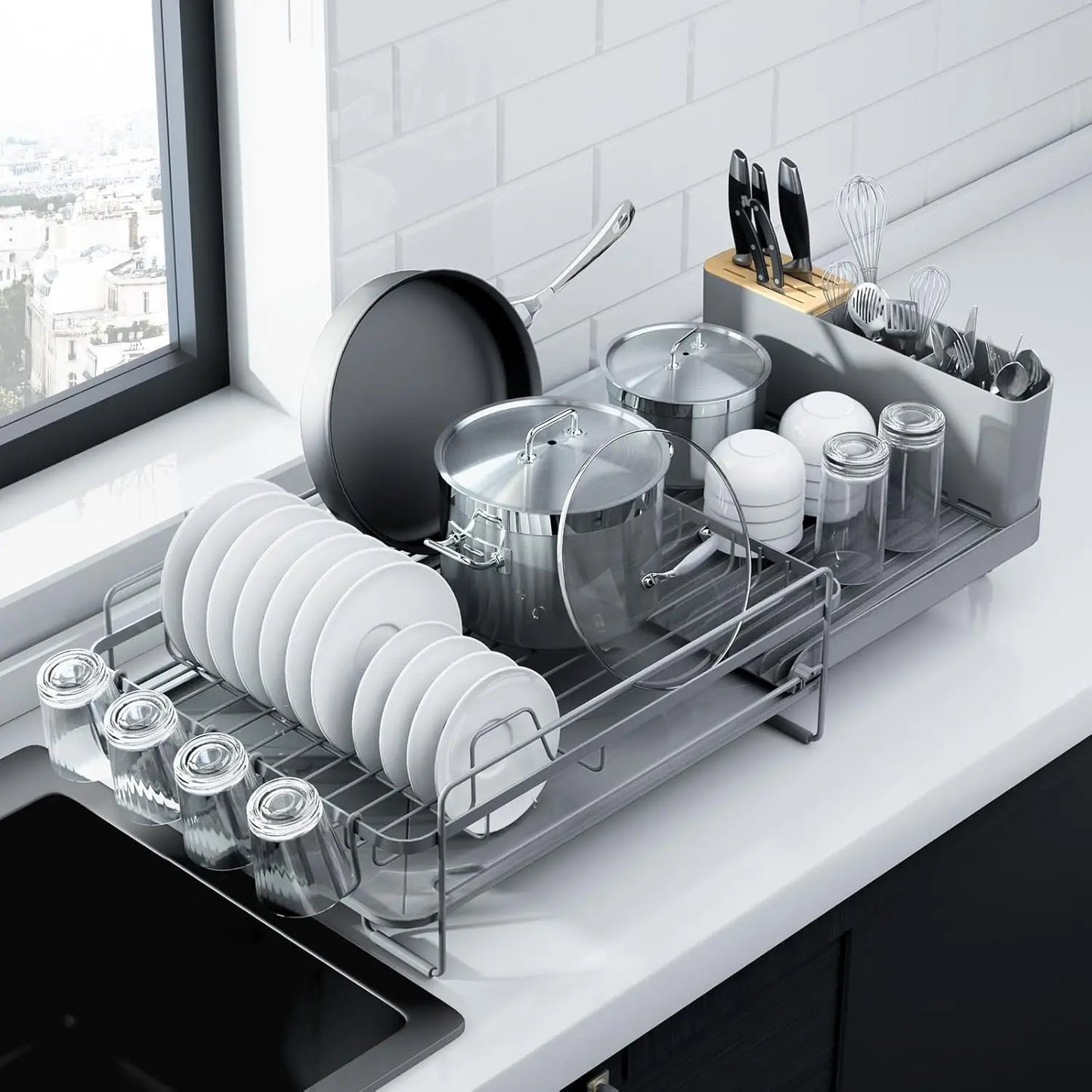 Stainless Steel Extendable Multifunctional Kitchen Dish Drying Rack