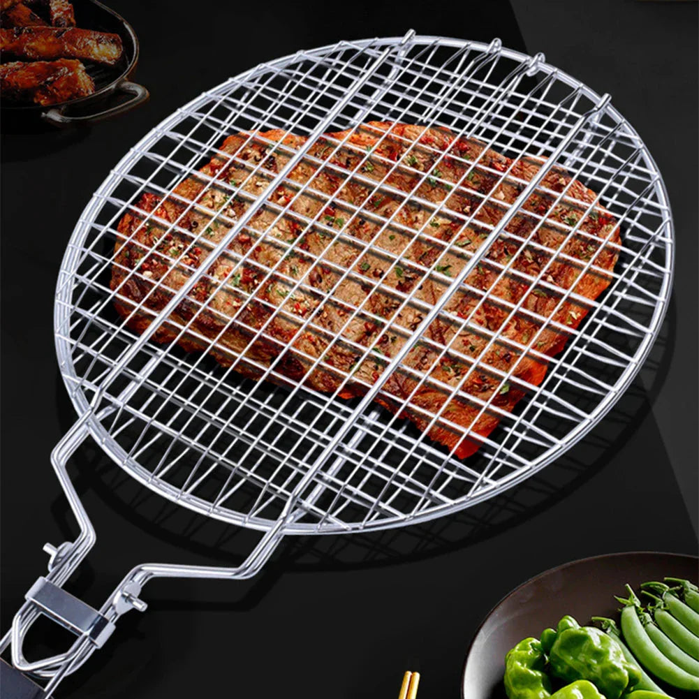 Stainless Steel Folding Grill Net Clip Square Grill Net Detachable Grill