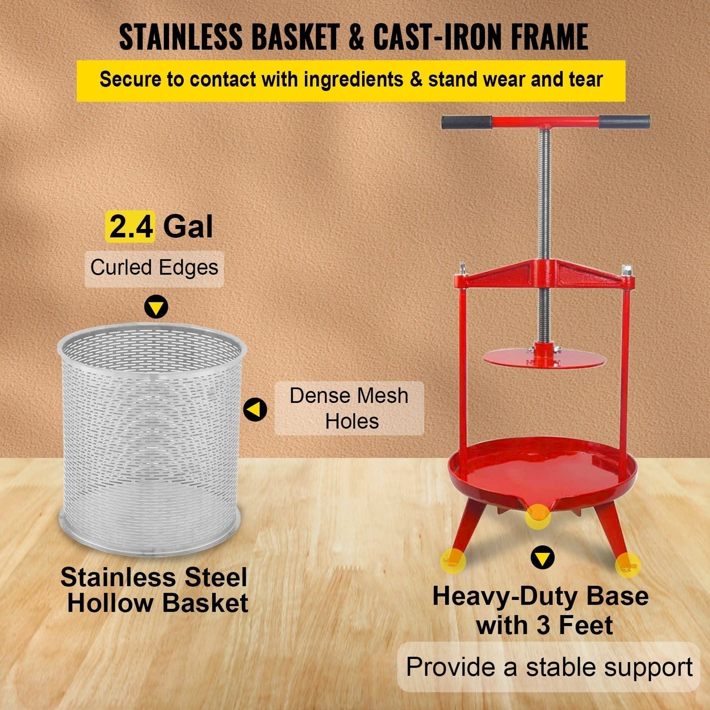 Stainless Steel Fruit Wine Press Manual Press for Wine Making
