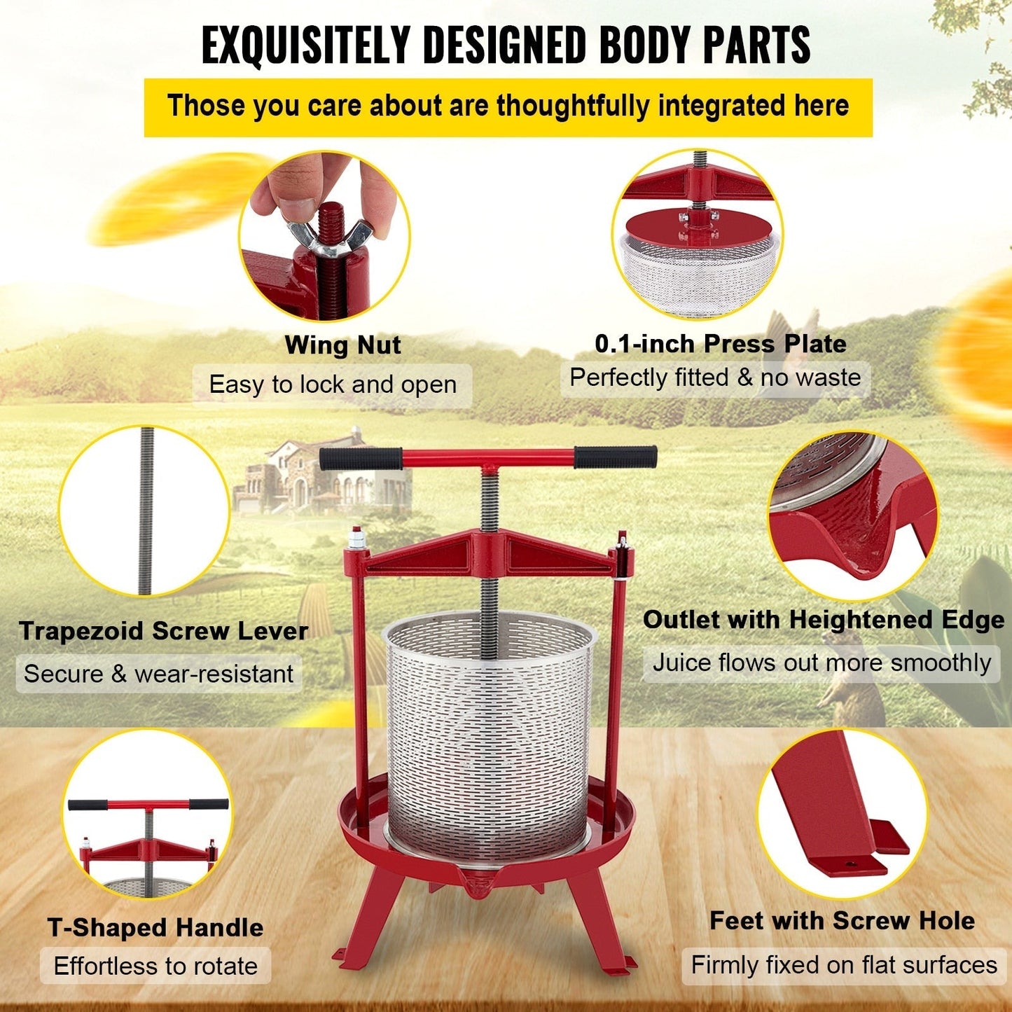 Stainless Steel Fruit Wine Press Manual Press for Wine Making