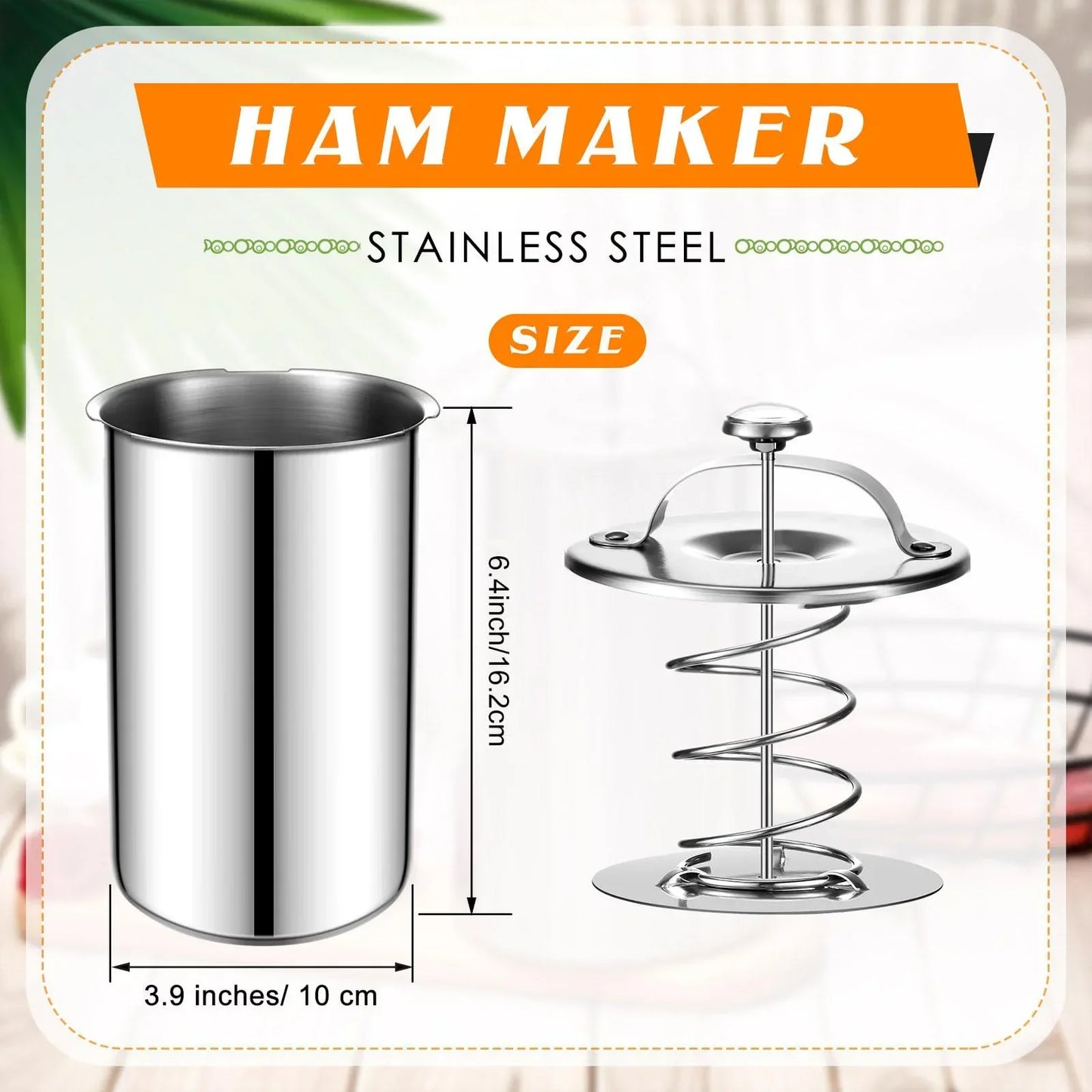 Stainless Steel Ham Maker Meat Press Cooker Mold with Thermometer
