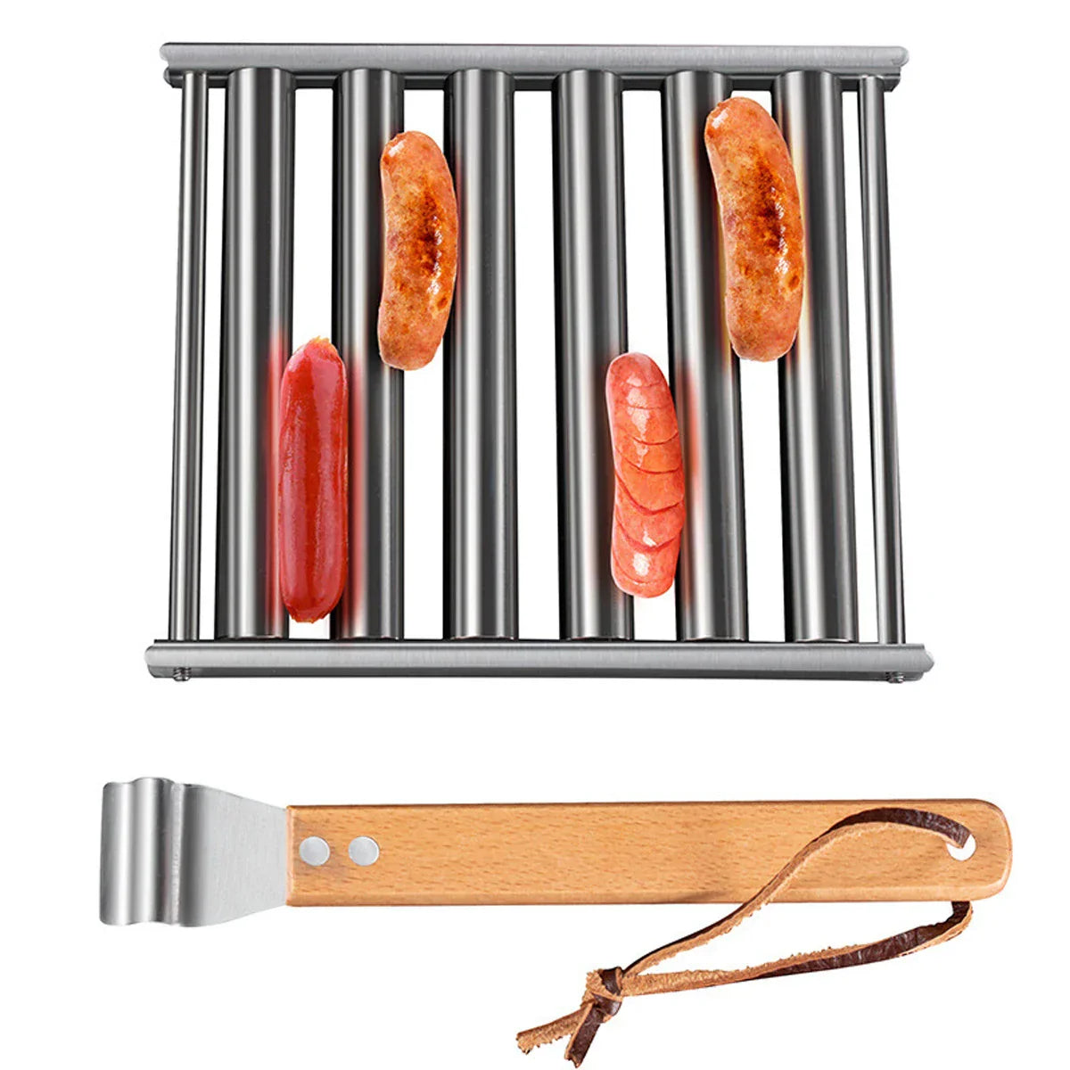 Stainless Steel Hotdog Sausage Grill Roller Rack Barbecue Tools