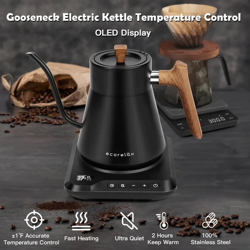 Stainless Steel Interior with Leak Proof Gooseneck Electric Tea Kettle