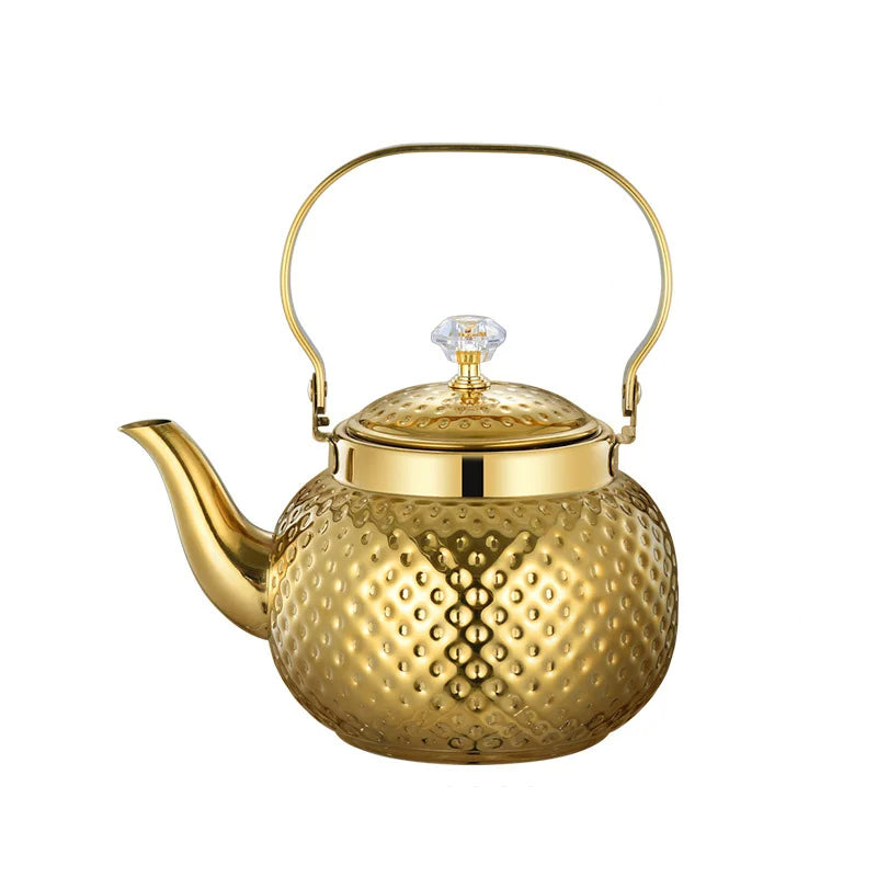 Stainless Steel Kettle Hammered Spherical Tea Pot with Strainer Tea Kettles