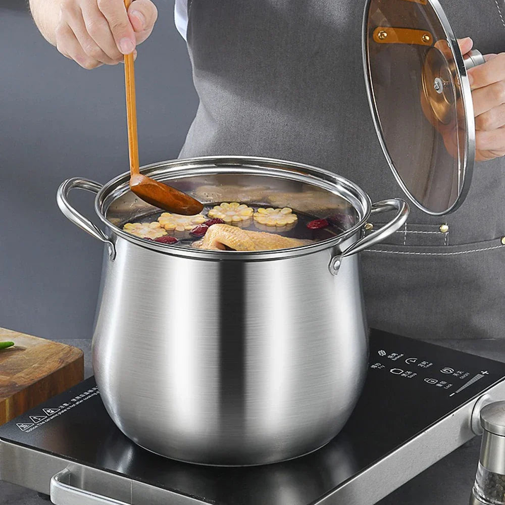 Stainless Steel Large Capacity Soup Pot Induction Gas Stove Cooker