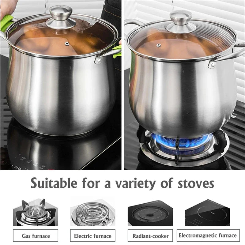 Stainless Steel Large Capacity Soup Pot Induction Gas Stove Cooker