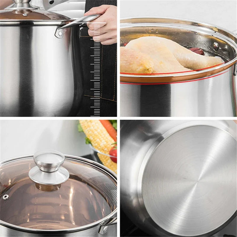 Stainless Steel Large Capacity Soup Pot Induction Gas Stove Cooker