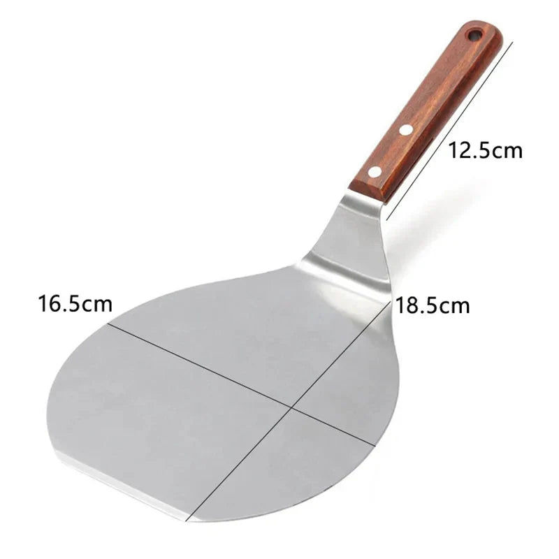 Stainless Steel Pizza Shovels with Wood Handle Round Pizza Shovel