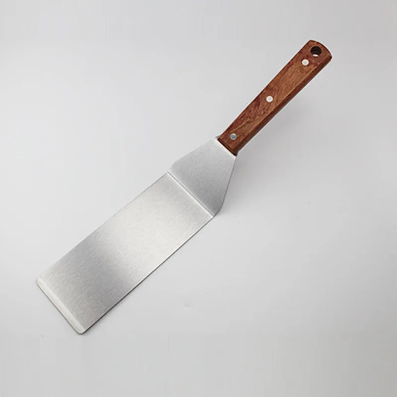 Stainless Steel Spatula Scraper with Wooden Handle Grill Flipper