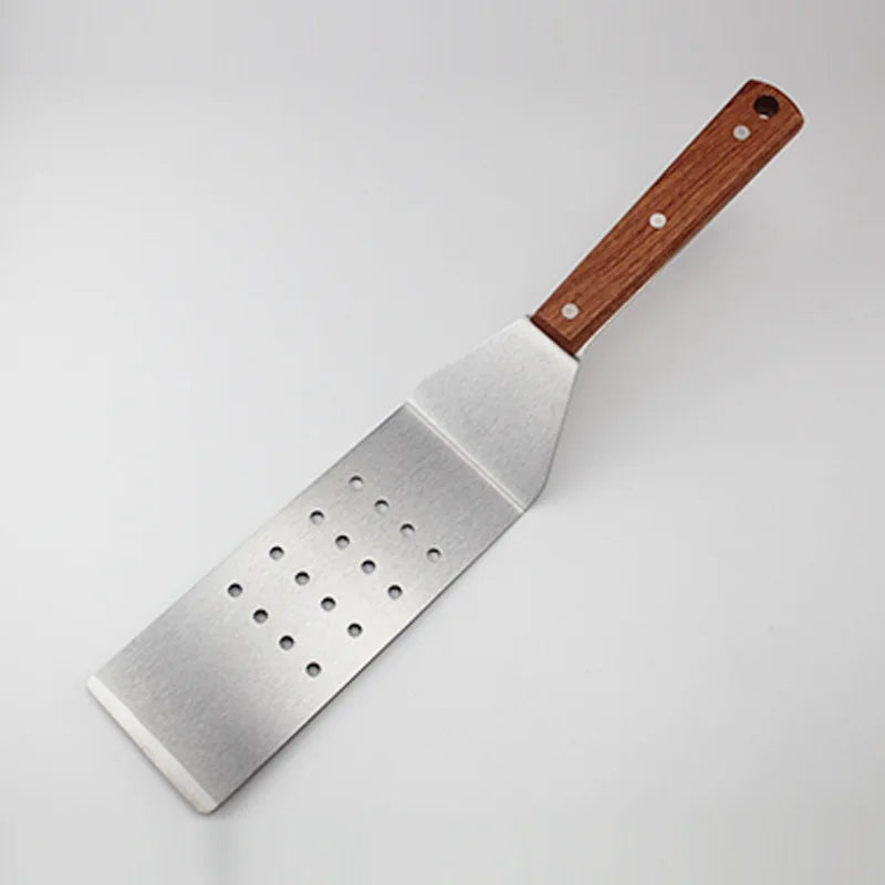 Stainless Steel Spatula Scraper with Wooden Handle Grill Flipper