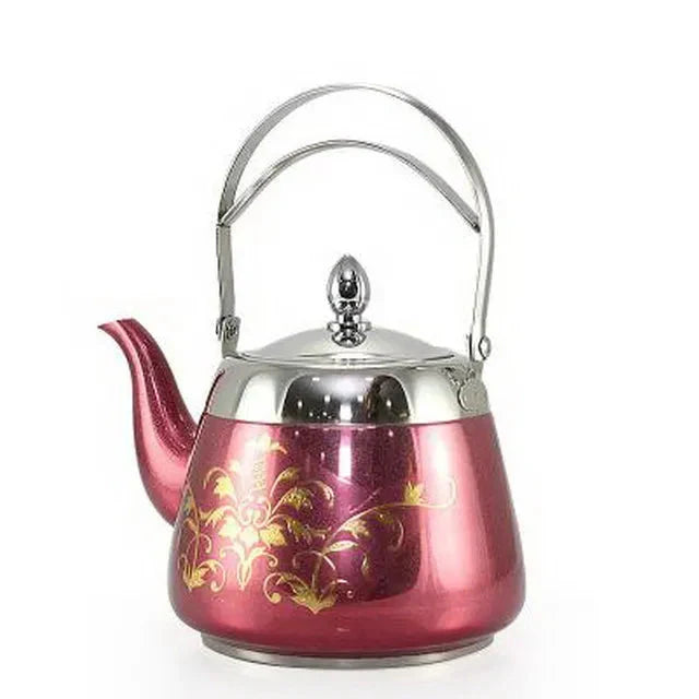 Stainless Steel Water Kettle Flower Pattern Palace Tea Pot Tea Kettle