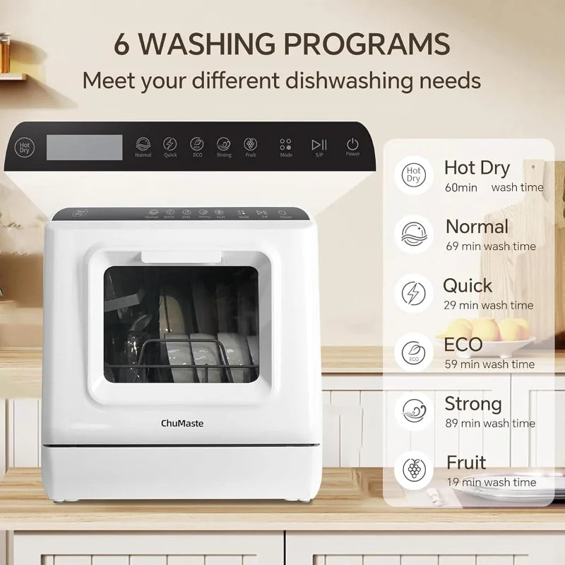 Tabletop Dishwasher With Water Tank 6 Wash Programs Portable Dishwasher