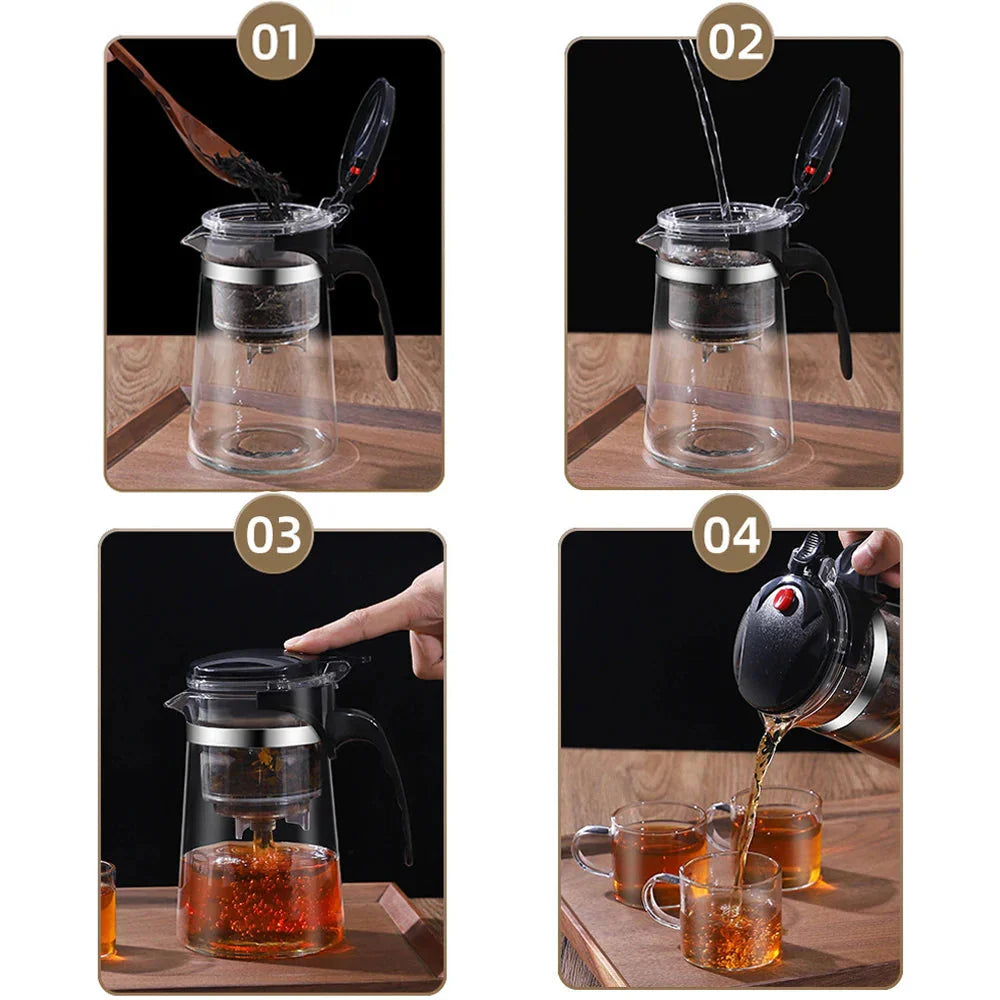 Tea Pot For Tea With Infuser Glass Kettle Heat Resistant Teapot