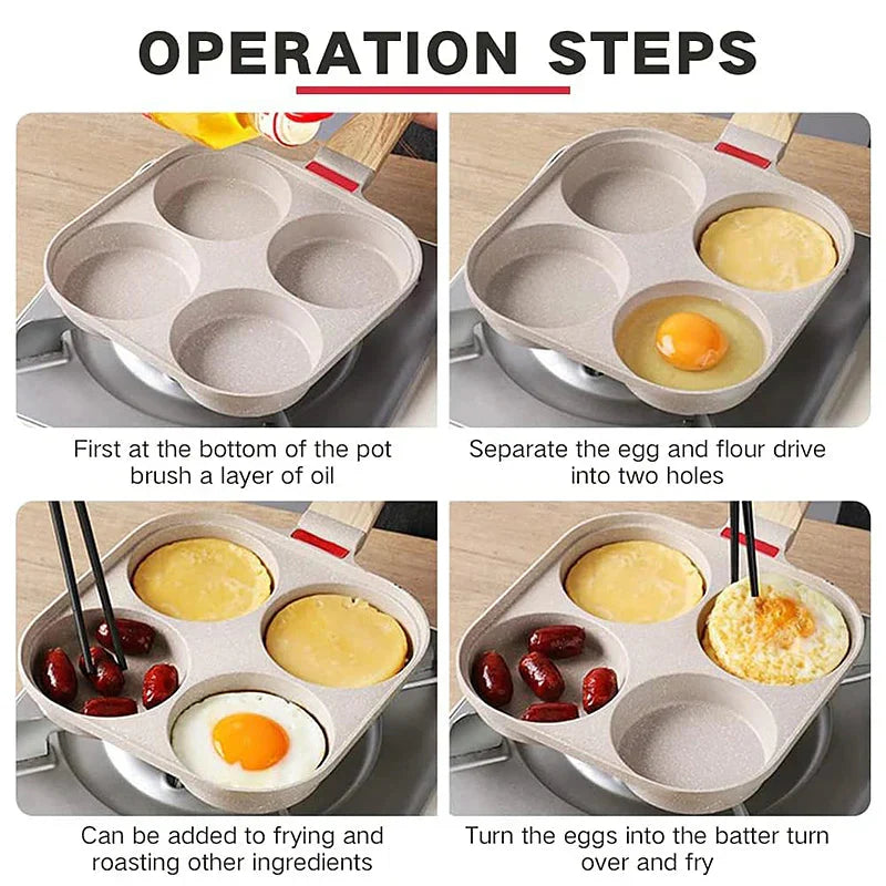 Thickened Omelet Egg Frying Pan with Lid Nonstick 4 Cups Pancake Pan