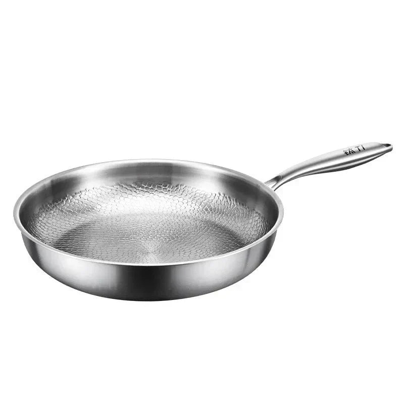Titanium Steel Frying Pan Uncoated Non Stick Hammer Pattern Pan
