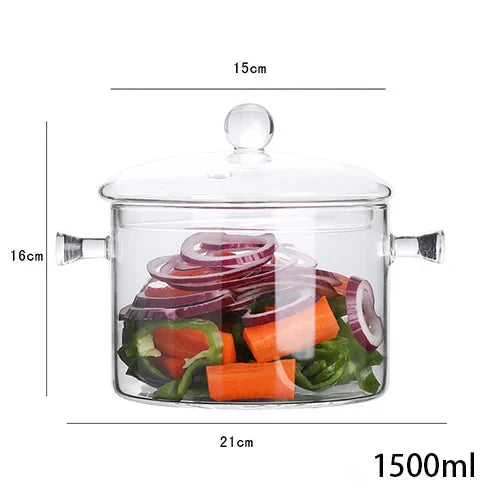 Transparent Glass Soup Pot Household Kitchen Cooking Saucepan Cookware