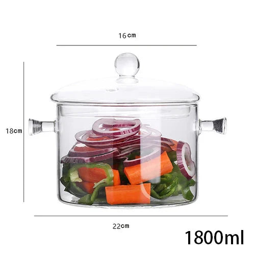 Transparent Glass Soup Pot Household Kitchen Cooking Saucepan Cookware