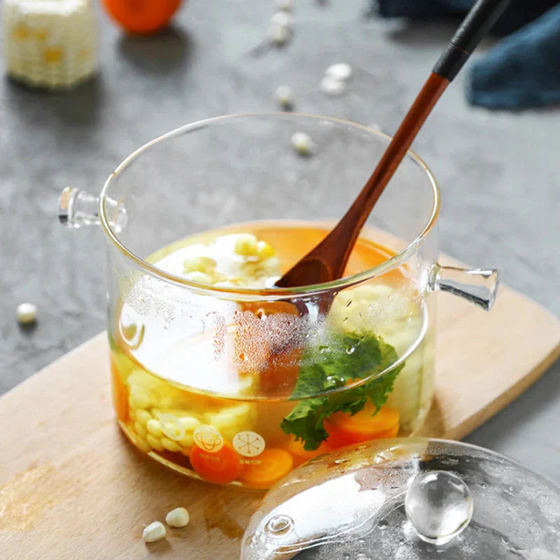 Transparent Glass Soup Pot Household Kitchen Cooking Saucepan Cookware