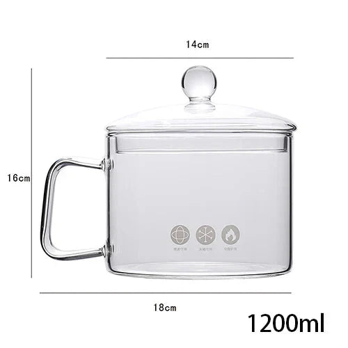 Transparent Glass Soup Pot Household Kitchen Cooking Saucepan Cookware